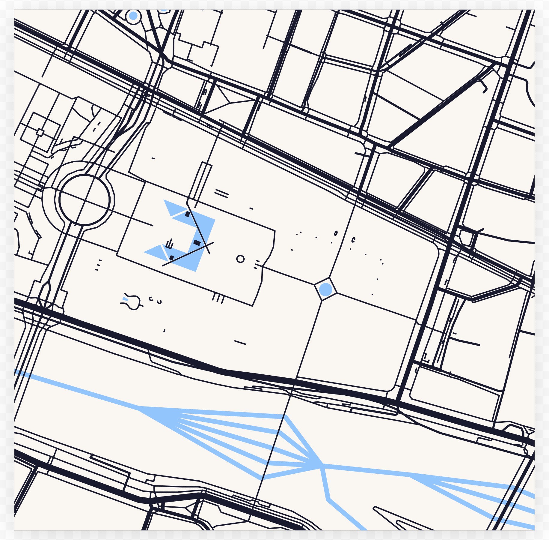 A Street Map render of Paris in ink on cream - pure line art, so every stroke survives the trip to a cutter
